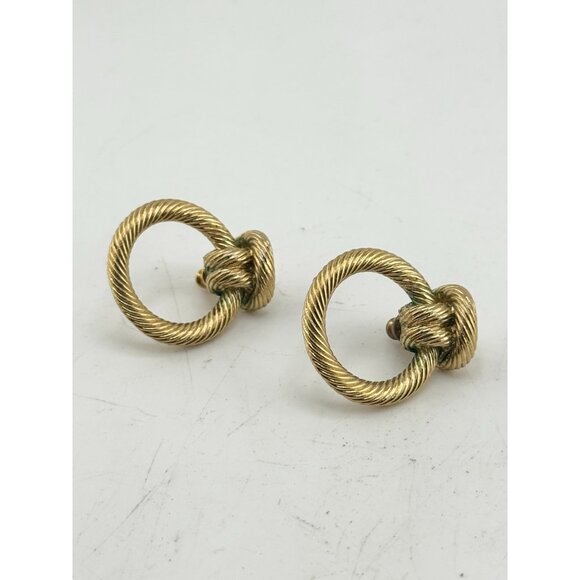 Vintage gold rope twist earrings - Picture 3 of 4